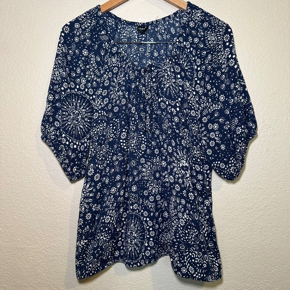 Torrid Womens Size 1X Blouse Washable Crinkle Gauze Short Sleeve Boho‎ Beachy